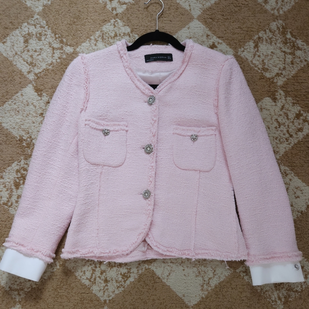 Baby Pink Zara Tweed Jacket